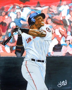 Barry Bonds - Acrylic painting on 18 x 24 canvas.